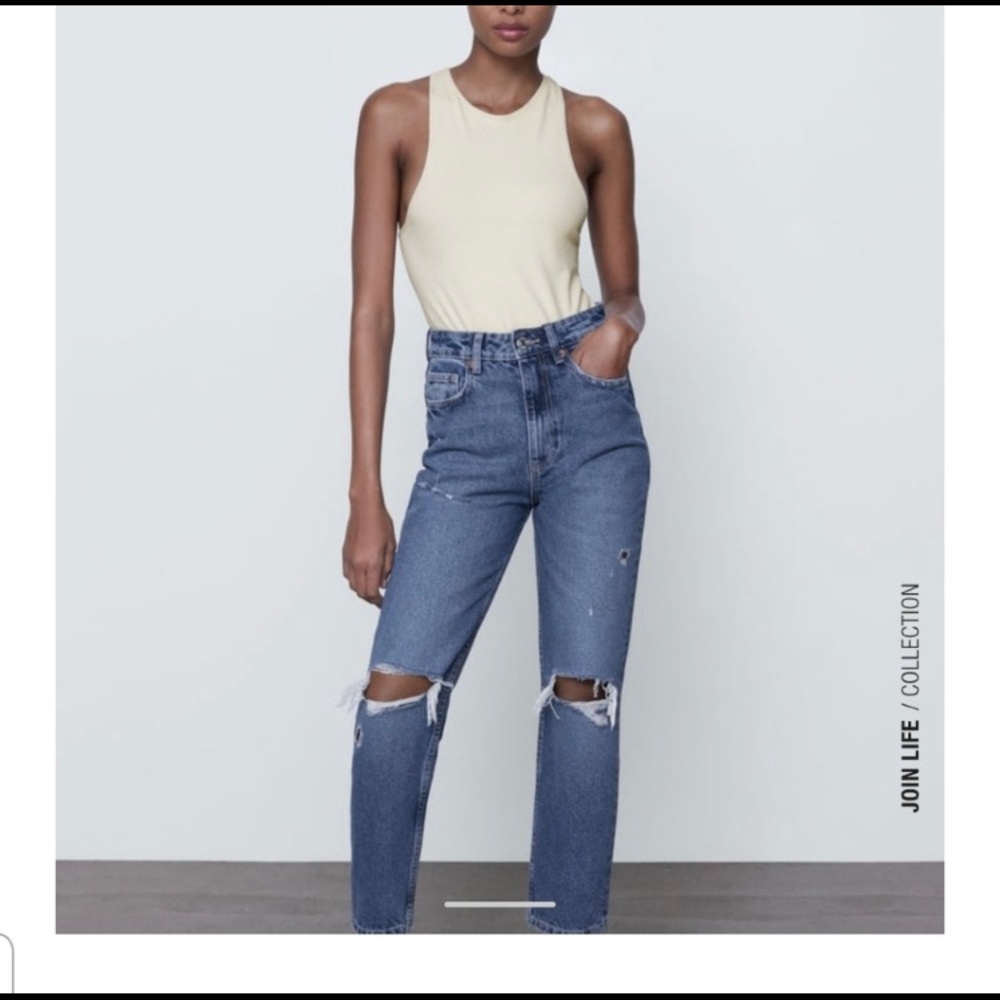 Zara Ripped Mom Fit Jeans